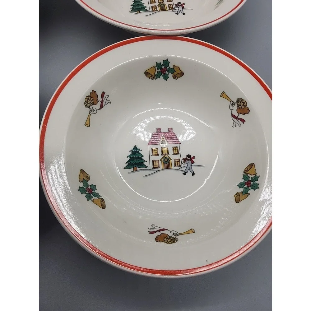 Joy of Christmas Jamestown Stoneware Cereal Salad Bowls Set of 4